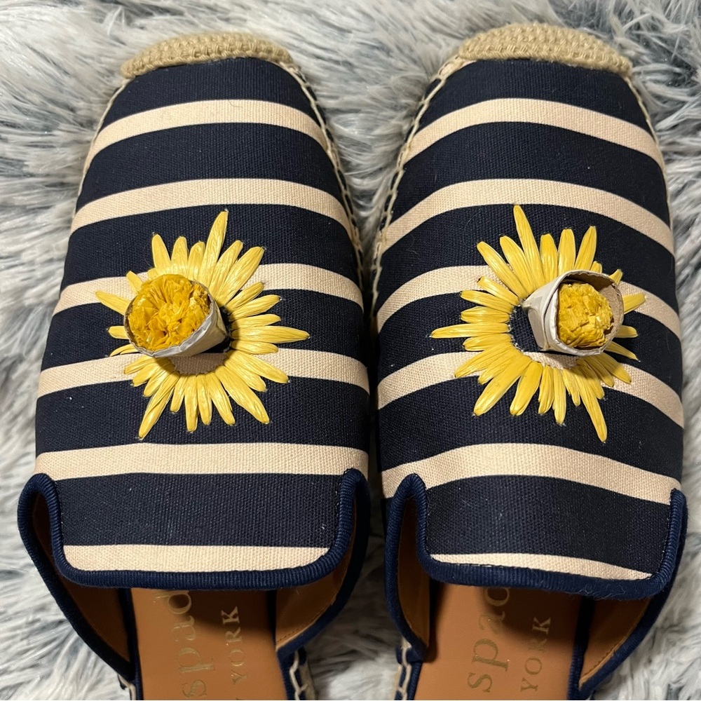 Kate Spade ♠️ Solero navy & cream stripe flower espadrille - NWOT size 7.5 - Picture 8 of 16